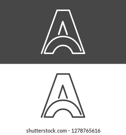 Initial uppercase letter A, line stroke logo, alphabet vector