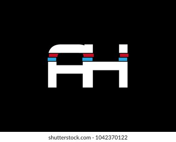 Initial uppercase letter AH logo on black background