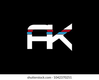 Letra inicial mayúscula Logo AK con fondo negro