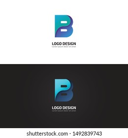 Initial uppercase letter b, curve rounded logo, gradient vibrant colorful glossy colors on white and black background. Modern alphabet concept for banner, web, app icon and company corporate identity.