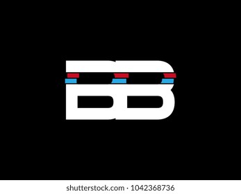 Initial uppercase letter BB logo on black background