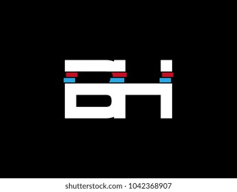 Initial uppercase letter BH logo on black background