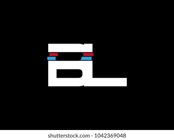 Initial uppercase letter BL logo on black background