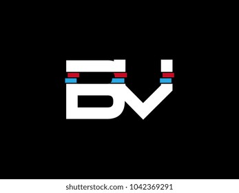 Initial uppercase letter BV logo on black background