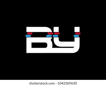 Initial uppercase letter BY logo on black background