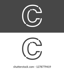 Initial uppercase letter C, Line stroke logo, alphabet vector