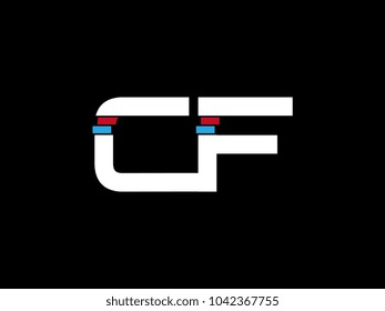 Initial uppercase letter CF logo on black background