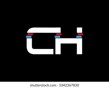 Initial uppercase letter CH logo on black background