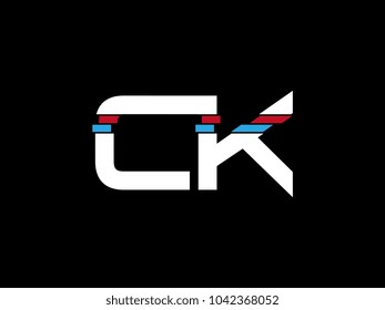 Initial uppercase letter CK logo on black background