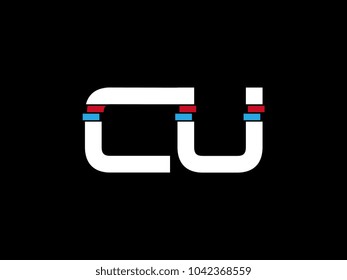 Initial uppercase letter CU logo on black background