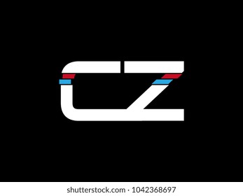 Initial uppercase letter CZ logo on black background