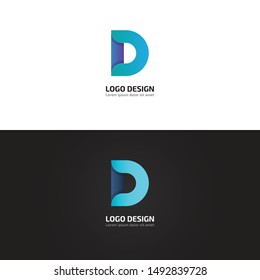 Initial uppercase letter d, curve rounded logo, gradient vibrant colorful glossy colors on white and black background. Modern alphabet concept for banner, web, app icon and company corporate identity.