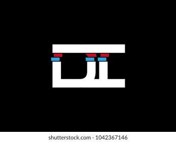 Initial uppercase letter DI logo on black background