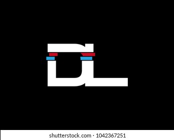 Initial uppercase letter DL logo on black background