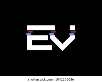 Initial uppercase letter EV logo on black background