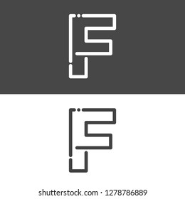 Initial uppercase letter F, Line stroke logo, alphabet vector