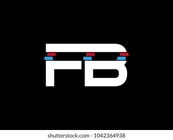 Initial uppercase letter FB logo on black background