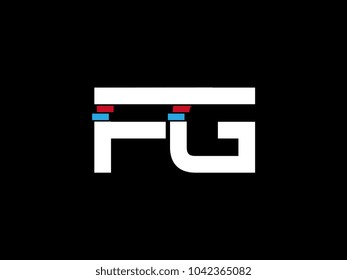 Initial uppercase letter FG logo on black background
