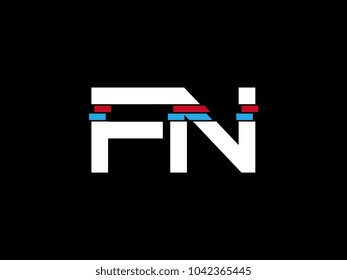 Initial uppercase letter FN logo on black background