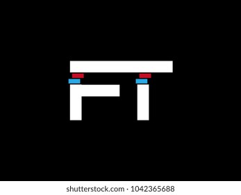 Initial uppercase letter FT logo on black background