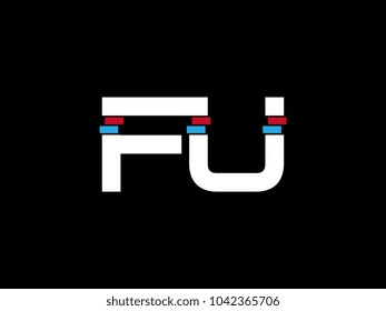 Initial uppercase letter FU logo on black background