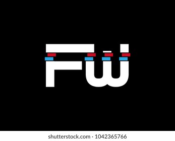 Initial uppercase letter FW logo on black background
