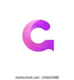 Initial uppercase letter G, curve rounded logo, gradient vibrant colorful glossy colors on white background