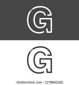 Initial uppercase letter G, Line stroke logo, alphabet icon vector