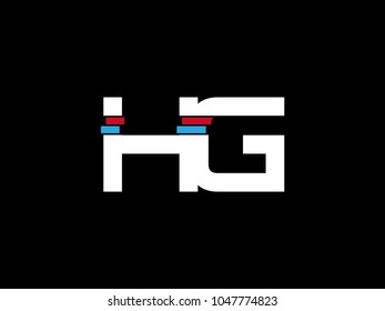 Initial uppercase letter HG logo on black background