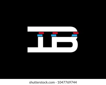 Initial uppercase letter IB logo on black background