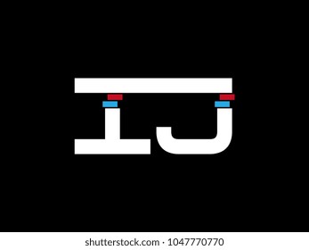 Initial uppercase letter IJ logo on black background