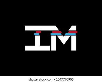 Initial uppercase letter IM logo on black background