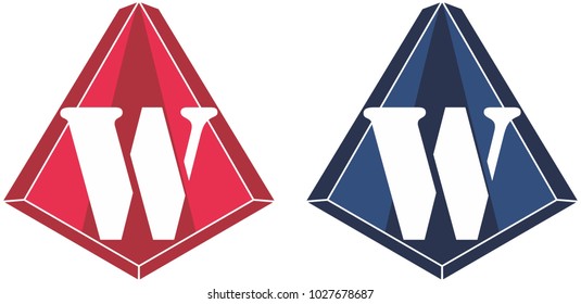 initial uppercase letter A inside the pyramid with red, blue and white combination color