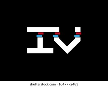 Initial uppercase letter IV logo on black background
