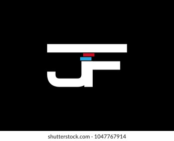 Initial uppercase letter JF logo on black background