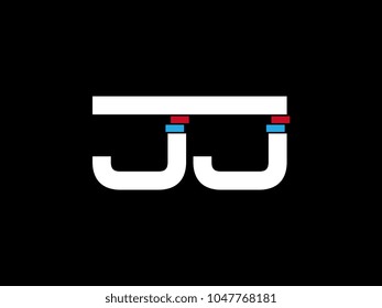 Initial uppercase letter JJ logo on black background