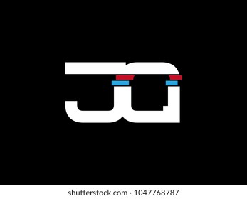 Initial uppercase letter JQ logo on black background