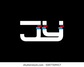 Initial uppercase letter JY logo on black background