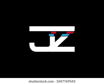 Initial uppercase letter JZ logo on black background