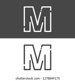 Initial uppercase letter M, Line stroke logo, alphabet icon vector