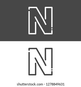 Initial uppercase letter N, Line stroke logo, alphabet icon vector