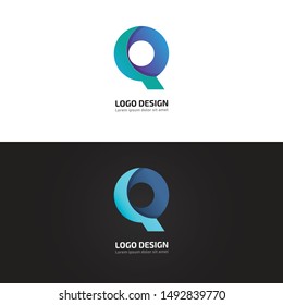 Initial uppercase letter q, curve rounded logo, gradient vibrant colorful glossy colors on white and black background. Modern alphabet concept for banner, web, app icon and company corporate identity.