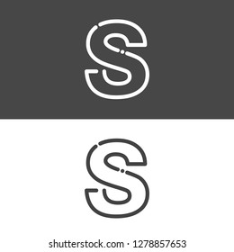 Initial uppercase letter S, Line stroke logo, alphabet icon vector