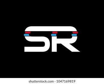 Initial uppercase letter SR logo on black background