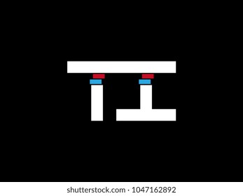 Initial uppercase letter TI logo on black background