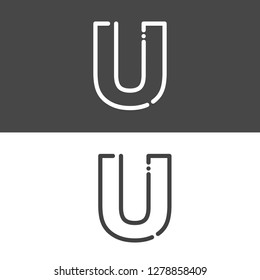 Initial uppercase letter U, Line stroke logo, alphabet icon vector
