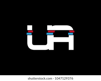 Initial uppercase letter UA logo on black background