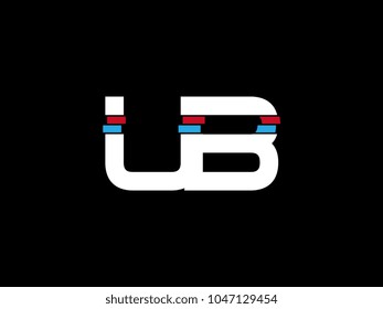 Initial uppercase letter UB logo on black background