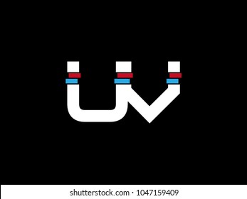 Initial uppercase letter UV logo on black background