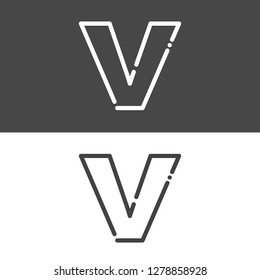 Initial uppercase letter V, Line stroke logo, alphabet icon vector